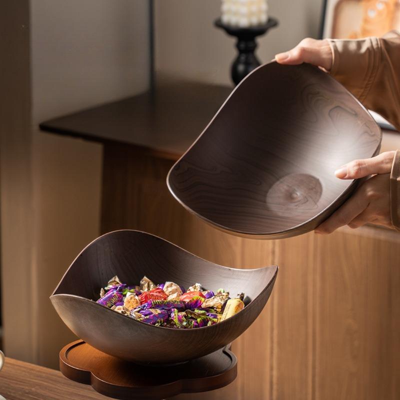 Imitation Wood Grain Fruit Tray Household Snack Plate Desktop Storage Dish for Fruits Desserts Leftovers for Home Daily Use