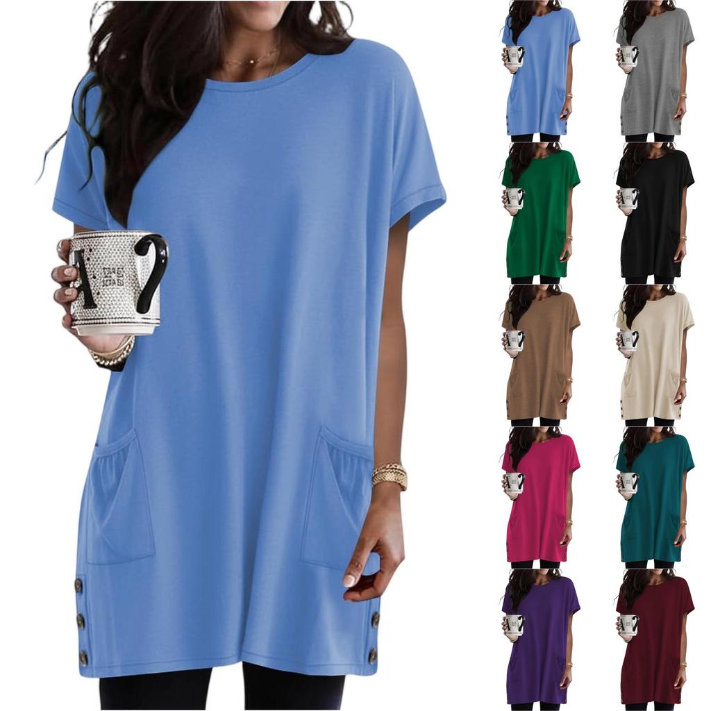 Womens Spring Tops Loose Fit Summer Shirts for Women Casual Tunic Womens Summer Shirts with Button Womens Summer Tops Dressy Casual for Daily Wear