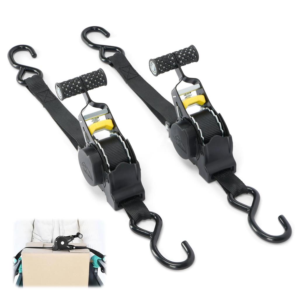 Aleawol Automatic Retractable Ratchet Belt Retractable Fixed 25mm Belt Easy High Prevents Load for and Marine Transport 2-Piece Set, 2.9m Side, 0.3m