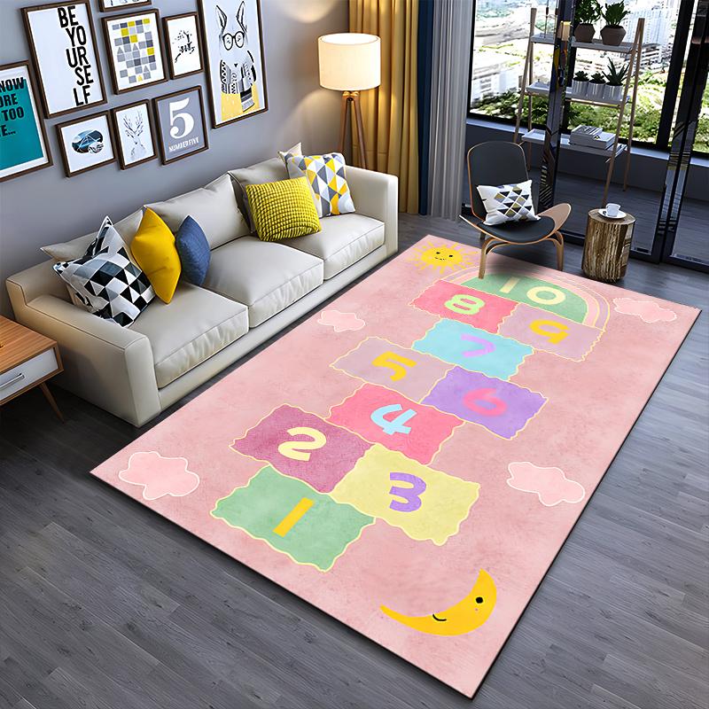

Hopscotch design carpet, pink background, cute style Suitable for use as an anti-slip game mat for living room and bedroom sofas 40x60cm( 15x23in )