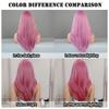 Professionelle lange, glatte Sakura-Pink-Perücke für schwarze Frauen, natürliche, locker geschichtete Kunsthaarperücken mit Vorhangpony, hohe Dichte, 26 Zoll