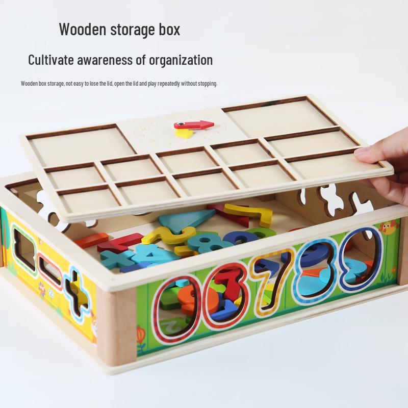 Cross-Border Multi-functional Learning Box: Digital Calculation & Shape Matching Wooden Toy