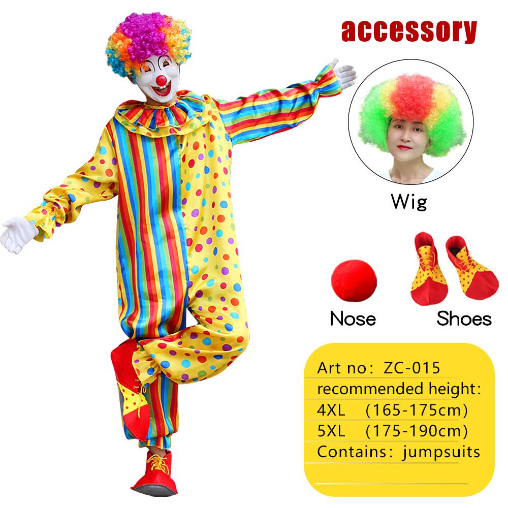 Adult Rainbow Clown Jumpsuit Featuring A Bright Colorful Pattern Funny Clown Costume Set for Height 165-185cm