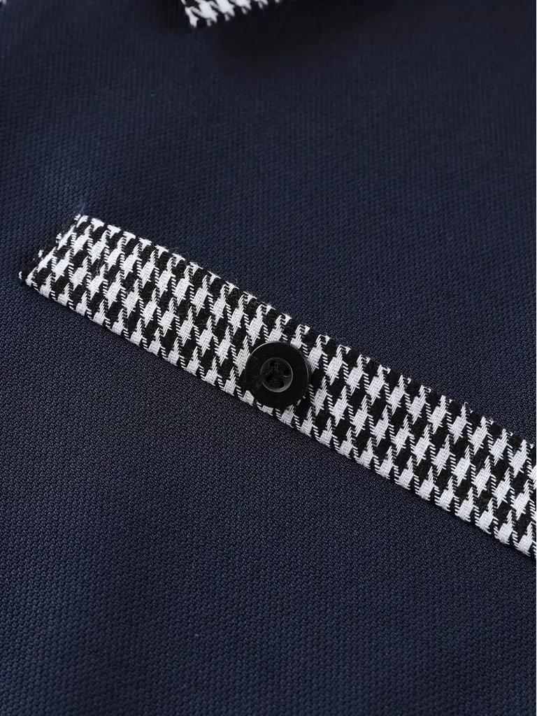 Men's Short Sleeve Color Block Polo Shirt - European & American Summer Style