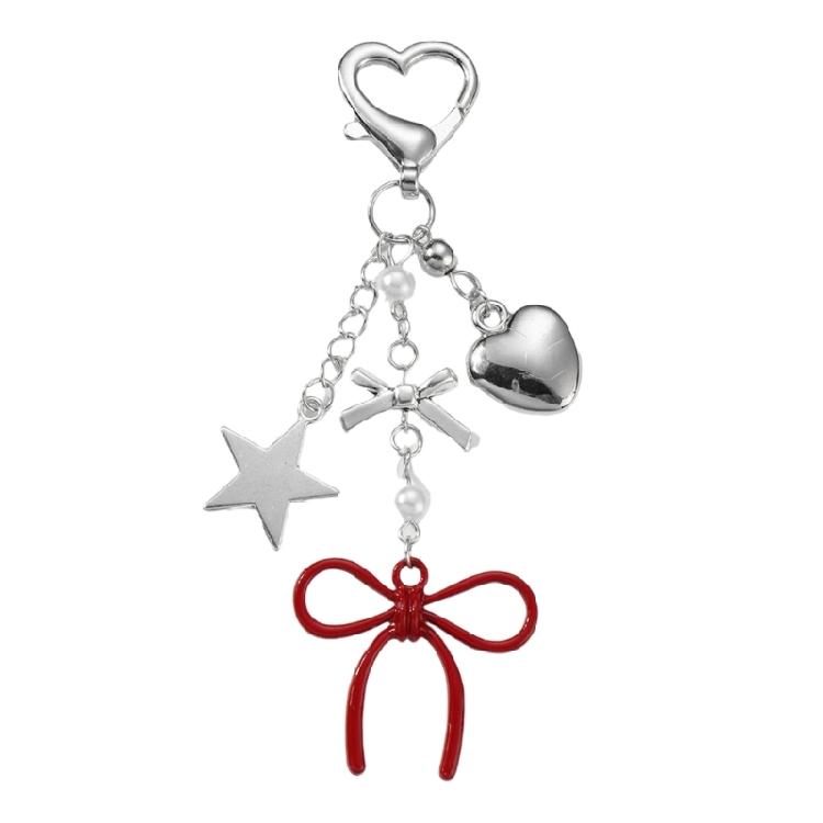 

Fashion Bowknot Keychain Multifuntional Heart Charm Key Holder Elegant Bag Pendant Suitable for Keys Bags and Phone