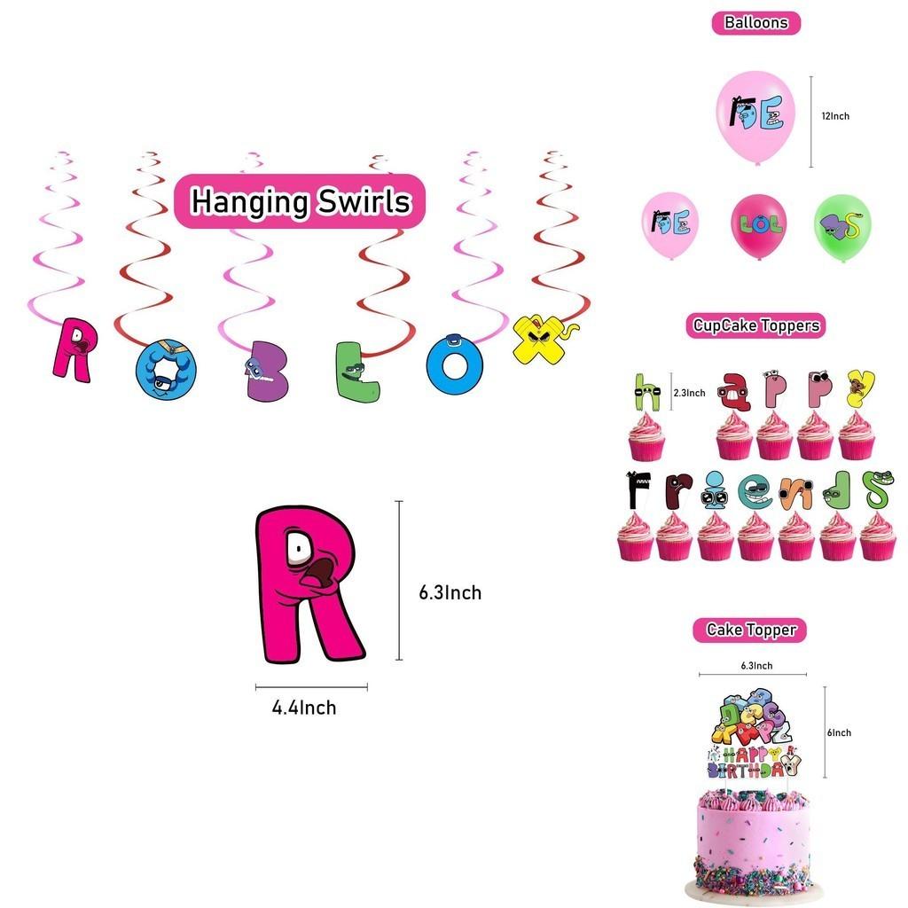 Magical Alphabet Lore Theme Balloon Pull Flag Set Birthday Party Decor Decorations Supplies