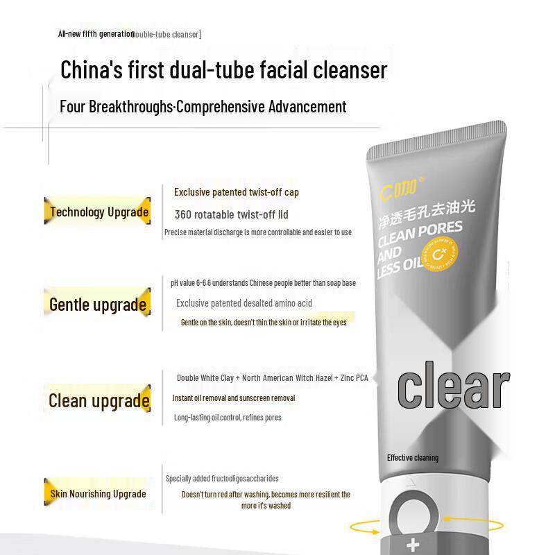 C-Gaga Amino Acid White Clay Dual-Tube Cleanser