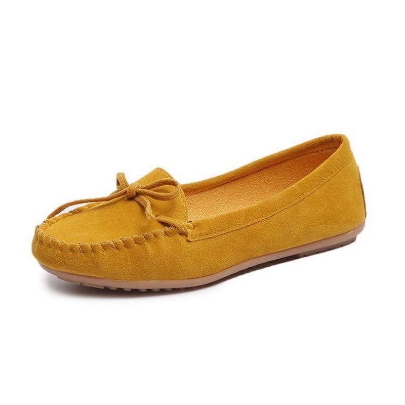 Women's  Suede Moccasins Bow Decor Slip-on Soft Sole Casual Loafers