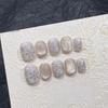 Christmas Style Wearable Nail Handmade Nail Art Finished Fake Nail Patch Cat Eye Color Thin Flashing Snowflakes