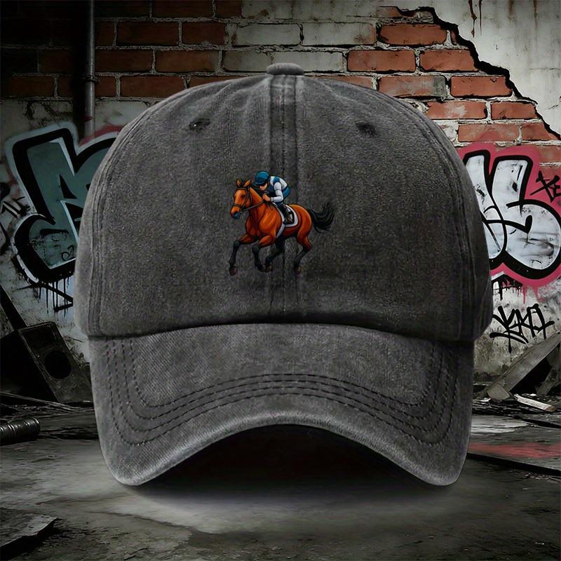 pc Adjustable Denim Baseball Cap Featuring a Horse Racing Jockey Design Lightweight Printed Womens Hat Horse Racing Men 1pc