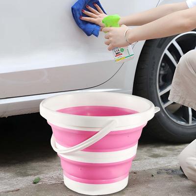 PINK Tragbarer faltbarer Eimer, Silikon-Kunststoff Autoeimer, Kinder Outdoor Angel-Eimer, Reise Heim Multifunktions-Eimer
