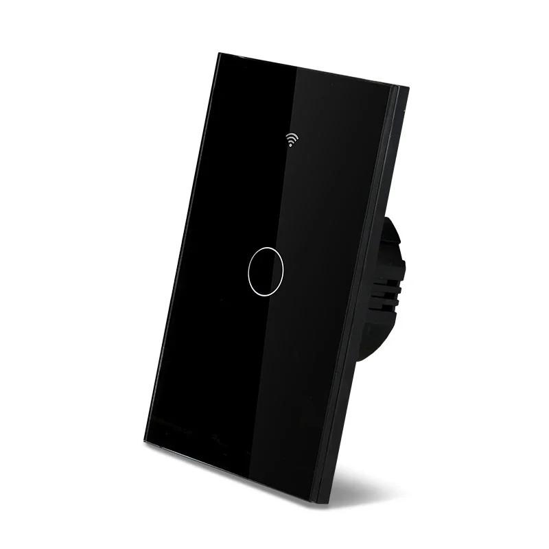

1 шт., умный выключатель света, Wi-Fi, сенсорный датчик, устройство с поддержкой Wi-Fi, управление через приложение, 85-275 В для Alexa Google Home Tuya US one key чёрный