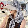 Print Summer Sun Hat Wide Brim Strappy Scarf Hat Portable Scarf Baseball Cap  Girl