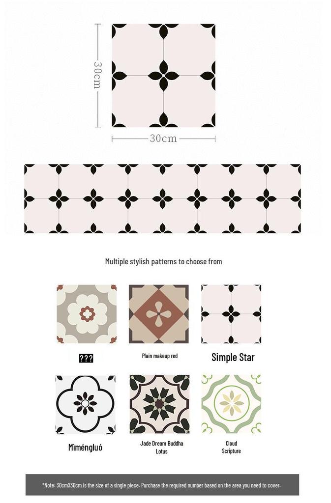 Waterproof Anti-slip Self-adhesive Bathroom & Kitchen Floor Tile Sticker