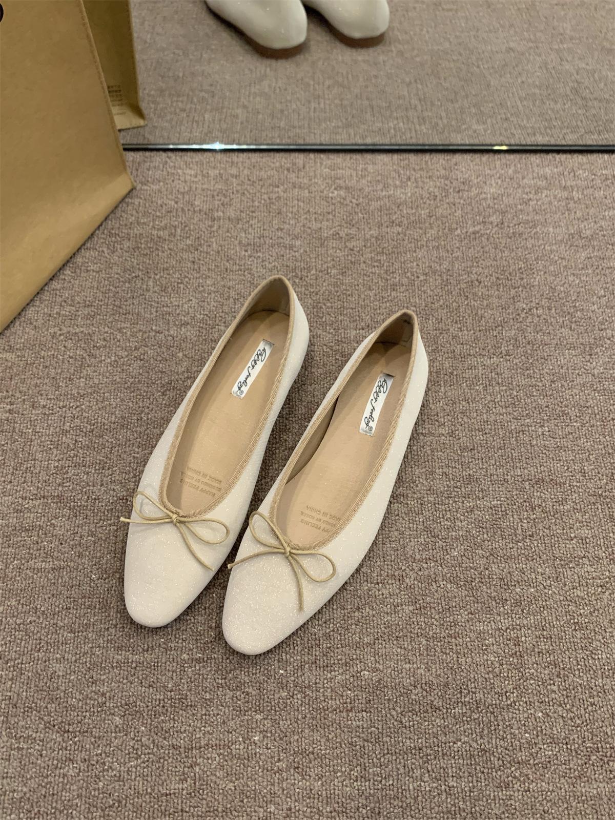 

Французские весенние и осенние туфли на плоской подошве, нежные вечерние туфли, женская обувь 2025 года, новые весенние балетки с бантом красного цвета 40