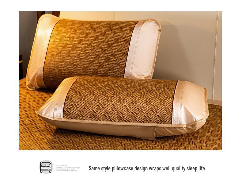 Summer Artemisia Rattan Three-Piece Foldable Double Bed Mat Set