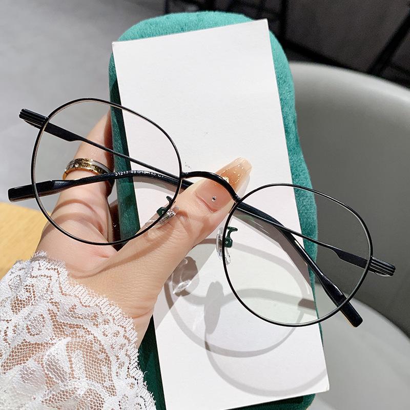 Glasses Frame, Young Round Literary Metal Retro Anti-Blue Myopia Glasses 31217