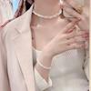 Natural freshwater pearl neck chain, three-layer choker necklace, female collarbone chain 11k gold injection, retro high-end light luxury