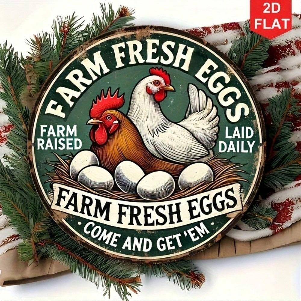 Vintage Ekul Farm Fresh Eggs Tin Sign Retro Metal Wall Decor for Kitchen Bar