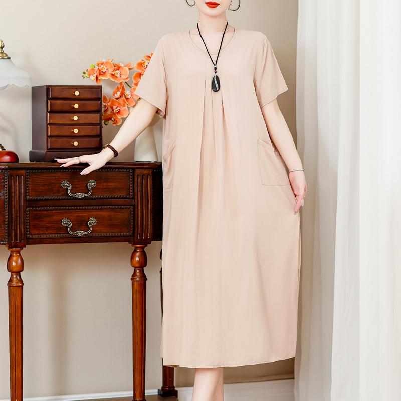 Übergröße, langes Sommerkleid mit Vintage-Druck für Damen, elegantes, kurzärmeliges, lockeres Sommerkleid in Übergröße