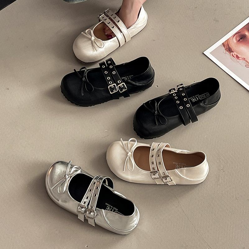 Fashion Versatile Retro Ballet Mary Jane Women's Shoes 2025 Summer Retro Small Leather Shoes Women's Flat Shoes Soft-soled Shoes