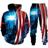 Spring Autumn Fashion Casual Men's Hoodies Set 3D Animal Lion Cross Printing Sweatshirts Sweatpants 2 Piece Set Men Clothing Suit
