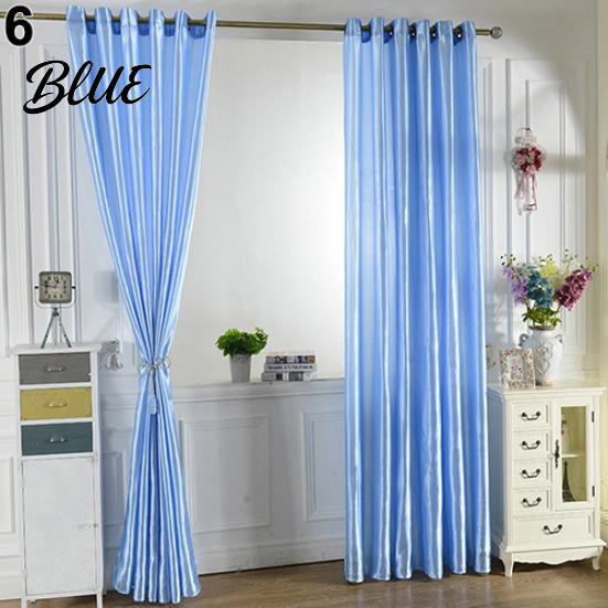 1Pc Through Rod Curtain Drape Door Color Panel Window Solid Room Blackout