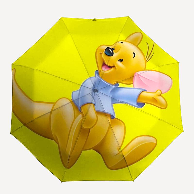 Winnie and Friends Themed Travel Umbrella-8 Ribs Automatic Opening and Closing, Portable Folding Design, Compact and Stylish Umbrella Suitab