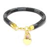 High-End Fashion Stripe Leather Bracelet with Gold-Plated Metal Accents