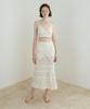 LUCIR ZU Weave Crochet Two-Piece (Top & Skirt) (Cream)