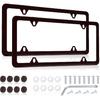 Black License Plate Frames, Stainless Steel, Car License Plate Holder with Screw Caps, Rattle Proof Pad Front Back License Plate Cover
