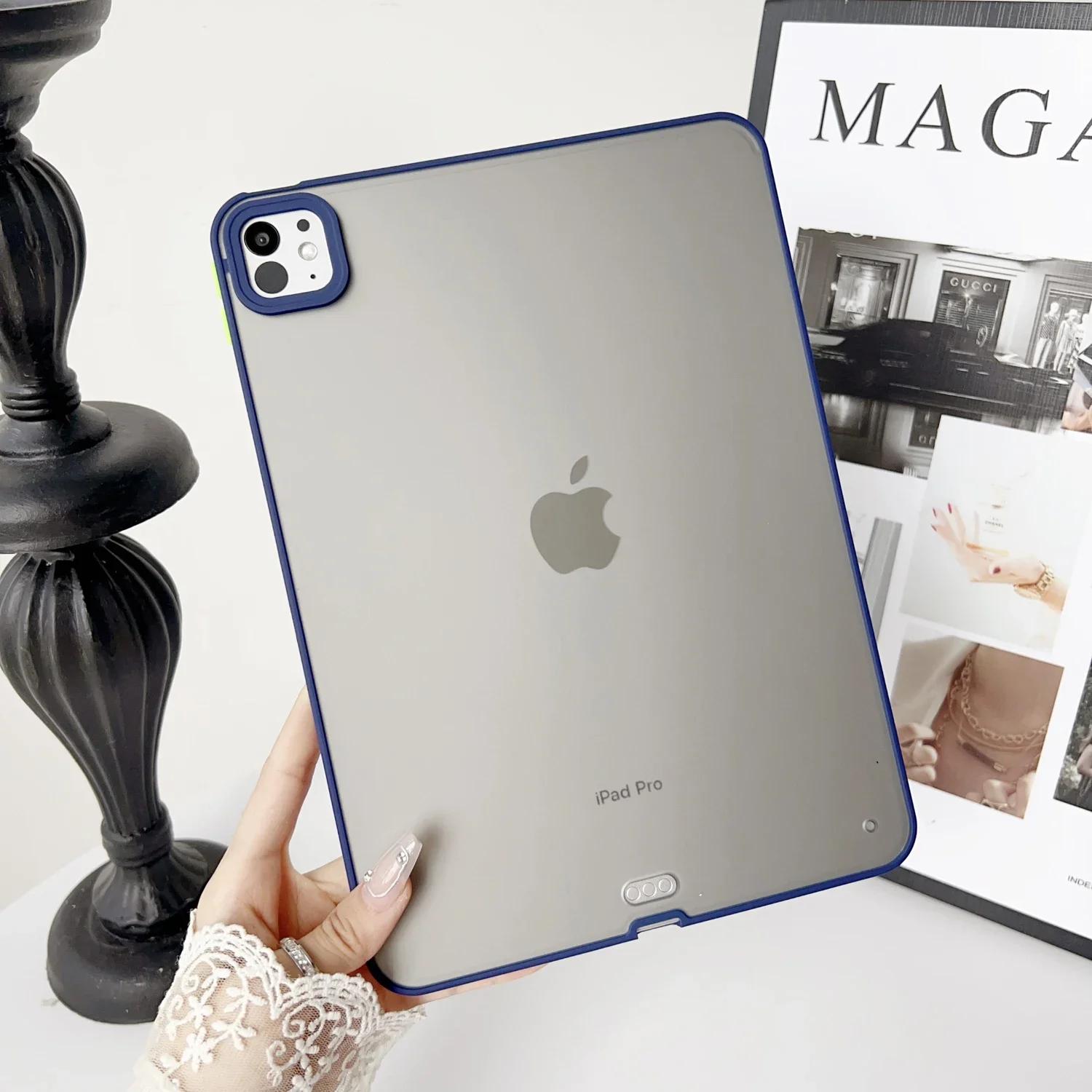 Matte Tablethoes Voor iPad Air 5 4 3 Pro 10.9 11 12.9 13 inch MINI 1 2 6 7 8 9 10e 11e Generatie Hoesjes Schokbestendige Cover MINI 6th 7th donkerblauwe kleur