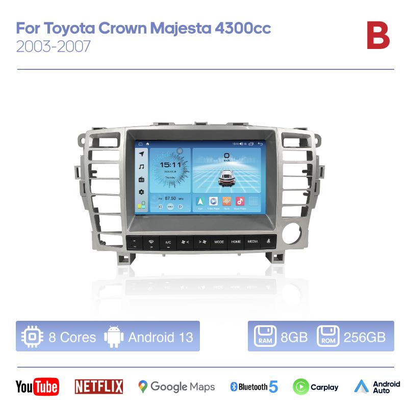 For Toyota Crown Majesta 4300cc 2003-2007 Smart Multimedia Video Player CarPlay GPS Radio 5G Navigation Keep Original Car CD