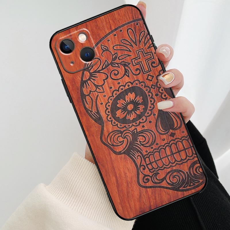 Natural Bamboo Wood Animal Print Phone Case For iPhone 17 Pro Max 14 13 12 11 15 16 Pro Max mini 15 16 Plus 16e 17 Air Cover