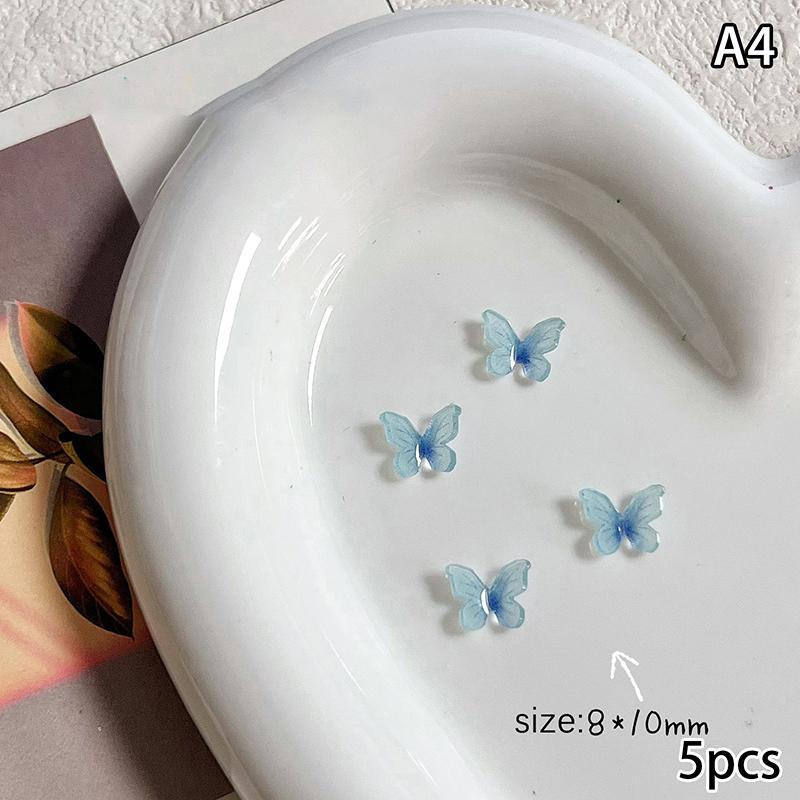 5Pcs Resin Butterflies Nail Art Charms 3D Butterfly Nail Decoration Diy Accessories For Nail Manicure Design A4