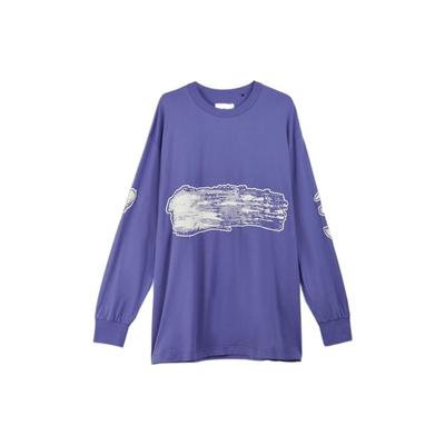 SS23 Brush Pattern Crew Neck Long Sleeve T-Shirt Men Tops Light-Purple IA3113