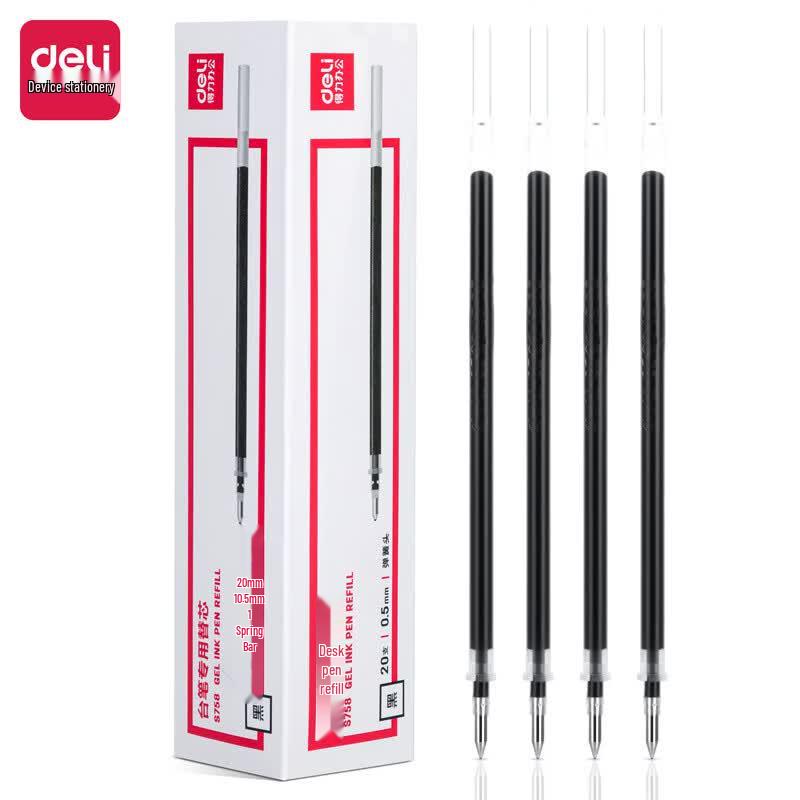 Deli S758 Gel Pen Refills, 0.5mm, Black (20-count)