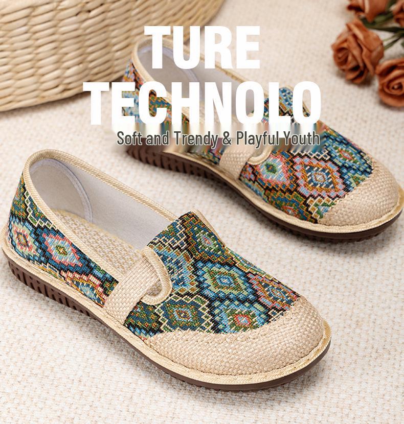 Women's Ethnic Style Summer Linen Shoes - Lightweight Casual Slip-Ons