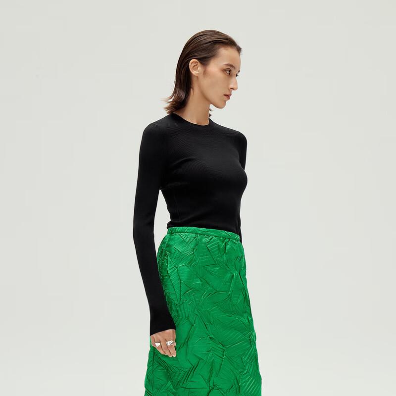 

LESS 2024 Spring Merino Wool Round Neck Knit Sweater L