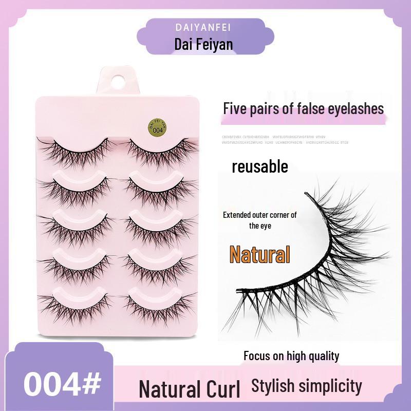 

Five Pairs Natural Cross False Eyelashes with Black Stem for Double Eyelids