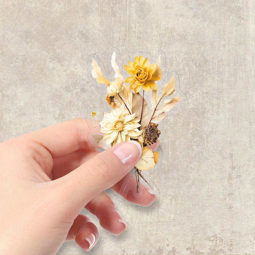 Floral Leaf Design Dried Flower Pattern Sticker Self Adhesive Scrapbook Journal Decor Luggage