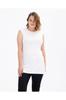 Women's Style Big Size T-Shirt Round Neck Plus Size Sleeveless Ecru T-Shirt