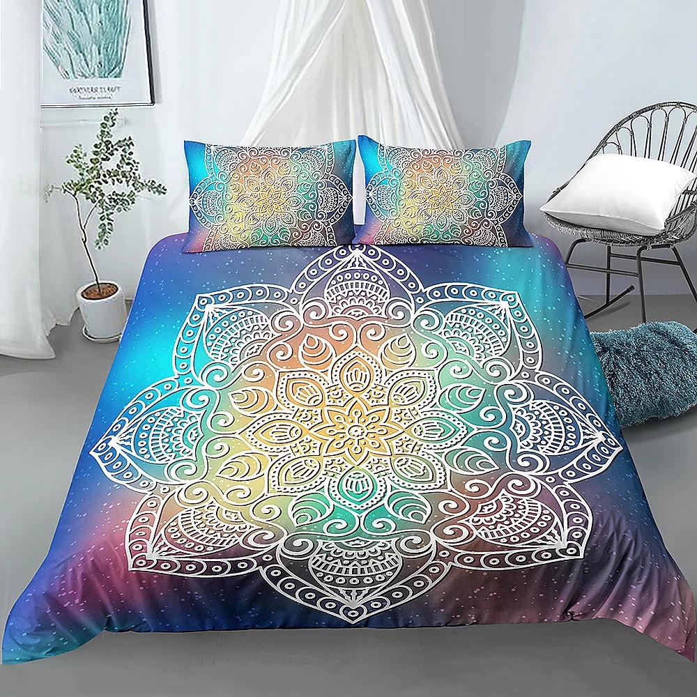 Boho Pościel Mandala Poszewka na Kołdrę Luksusowa Miękka Pokrowiec na Kołdrę Rozmiar Queen 2/3 Sztuki Styl Boho Kwiatowa Pościel Pokrowiec Tekstylia Domowe