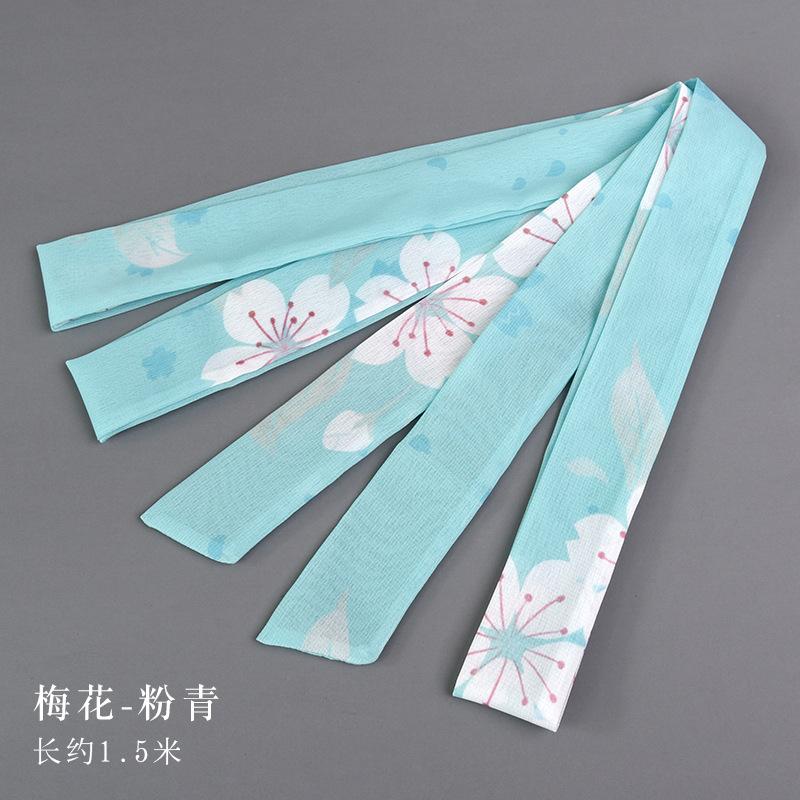Chinese Style Headband Antique Hanfu Costume Headdress Chiffon Printing Traditional Hair Band Headwear for Women Ribbon HairRope