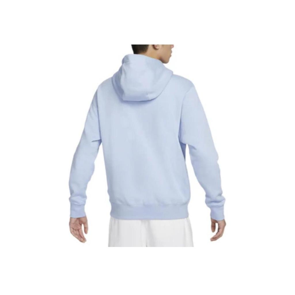 Nike Logo Print Drawstring Hoodie Long Sleeve Sweatshirt Men Tops Pleasant-Cobalt-Blue BV2655-479