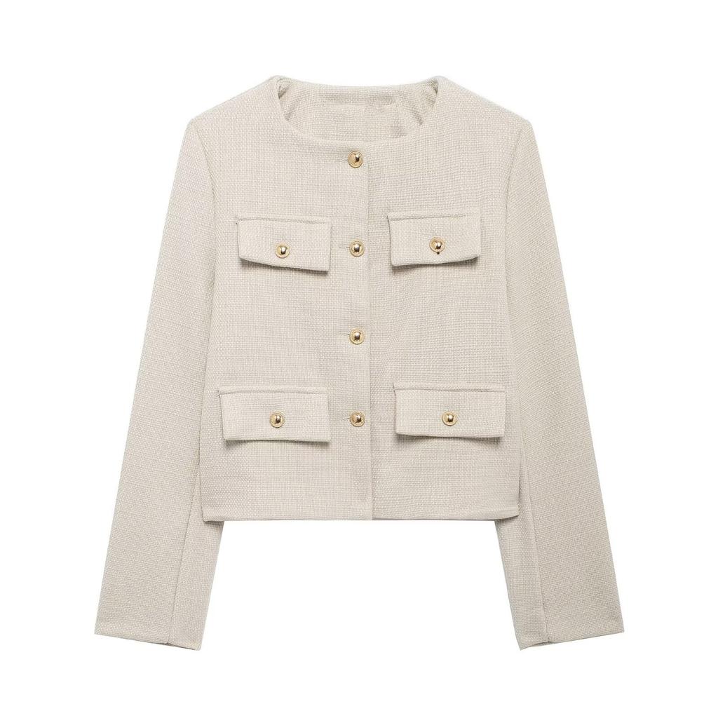 DAFIFY Women's Fashion Casual Solid Color Print Autumn Winter Long Sleeve O-Neck Jackets & Coats