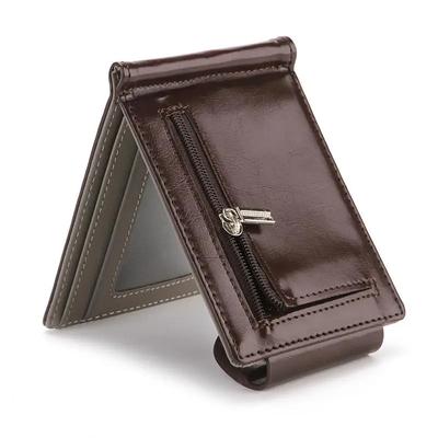 Man's Wallet Dollar Clip Identification Card Holder Bag Clamshell Buckle Wallet Zipper Change Purse
