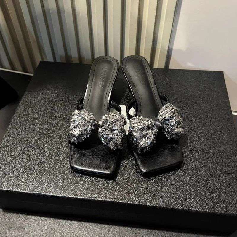 Milo Cat Niche Design Premium Bow One-word Drag Summer 2025 New Comfortable High-heeled Popular Sandals