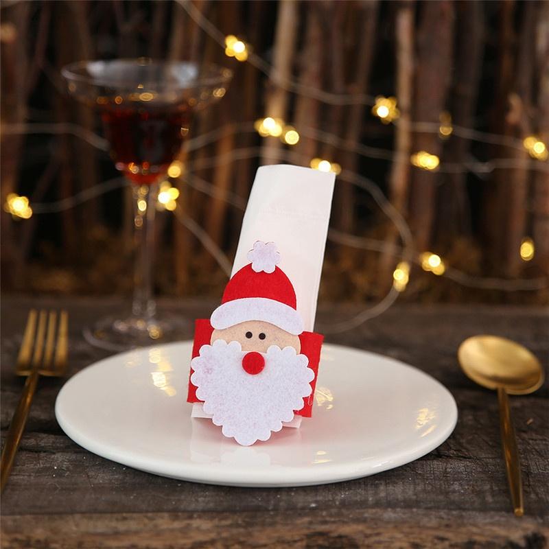 4PCS Christmas Santa Claus Napkin Rings Serviette Holder Table Napkin Holders Banquet Dinner Table C