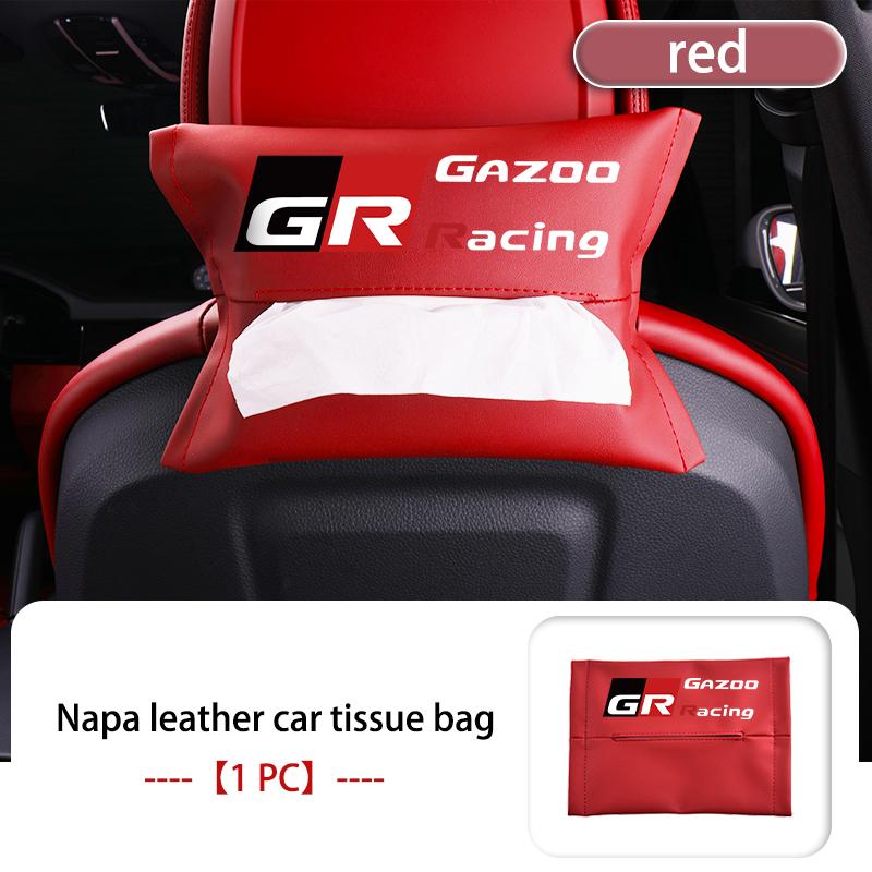 For Toyota Car Tissue Box Leather Seat Back Hanging Tissue Bag Storage Accessories Gazoo Racing TRD Corolla Yaris Chr Auris Rav4